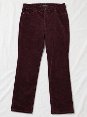 Talbots Petites Burgundy Corduroy Straight Leg Pants Flawless Five Pocket 10p